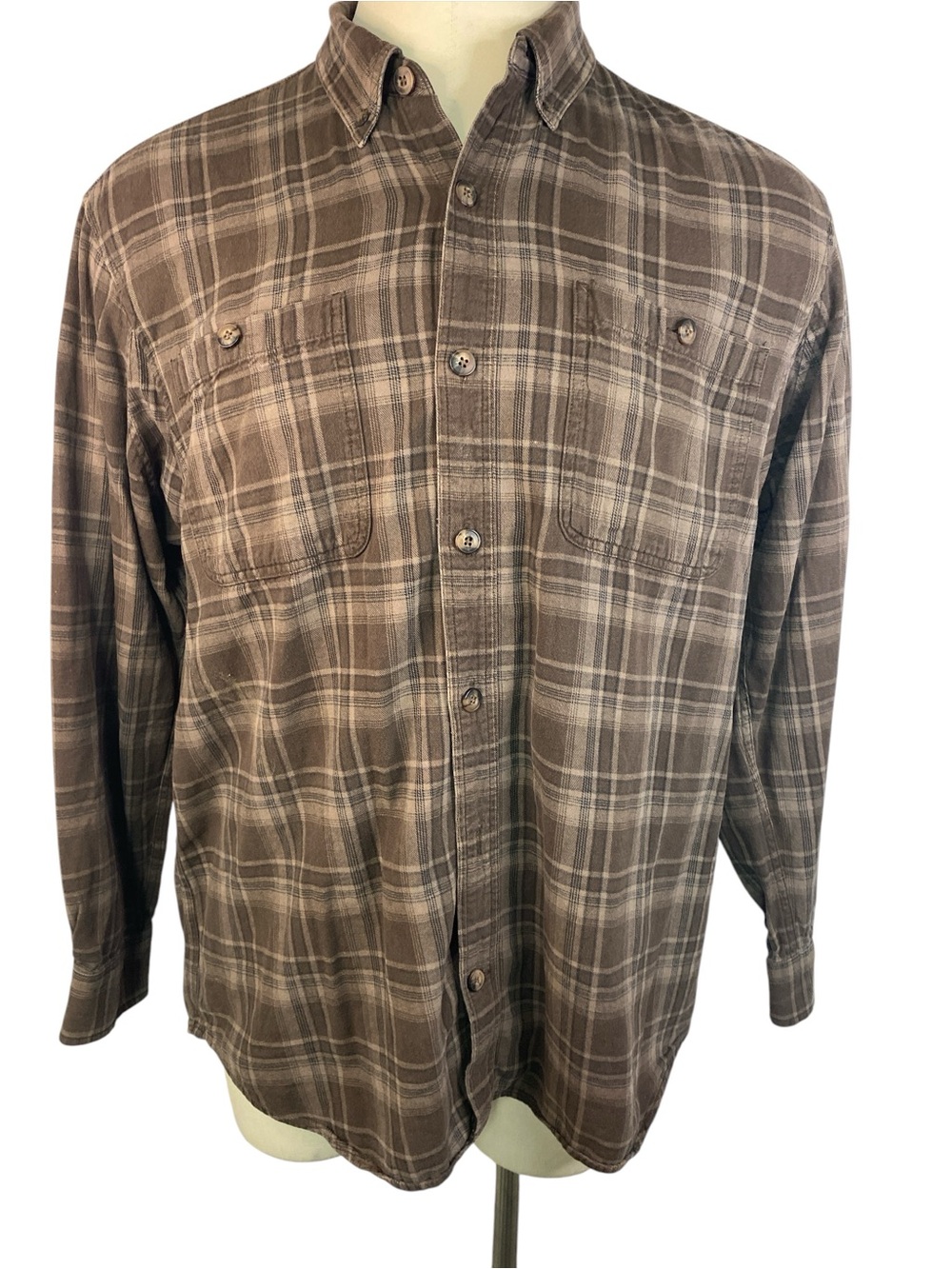 Duluth Trading Co Brown Plaid Button-Front Flannel Shirt Men’s Large